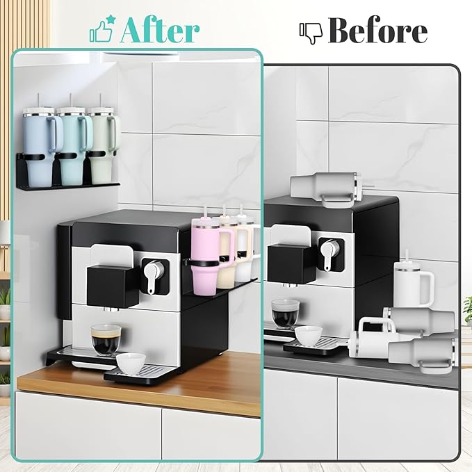 2Pcs Magnetic Water Bottle Organizer for Stanley 30 40 oz Tumbler and Lid Magnetic Cup Holder Heavy Duty Tumbler Storage Organizer Drink Accessories Kitchen Cup Storage Rack for Fridge Cabinets Gifts