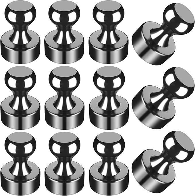 12Pcs Black Fridge Magnet Refrigerator Magnets, Whiteboard Magnets, Fridge Magnets Adults, Magnets Fridge, Small Strong Magnet for Whiteboard, Locker, Map, Kitchen, Office, School