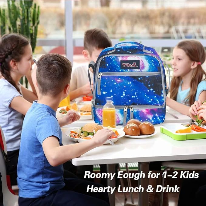 Tilami Rolling Backpack 19 inch with Lunch Bag Wheeled Laptop Backpack, Galaxy