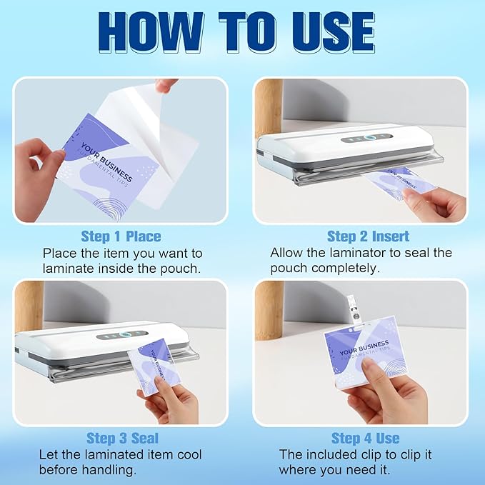 100 Pieces Laminating Pouch with 50PCS Clips Government-Size Card Laminating Pouches Luggage Tags Thermal Laminate Pouch Tags Kit Clear Laminating Pouch for Work Permits Pass Cards Student ID Cards