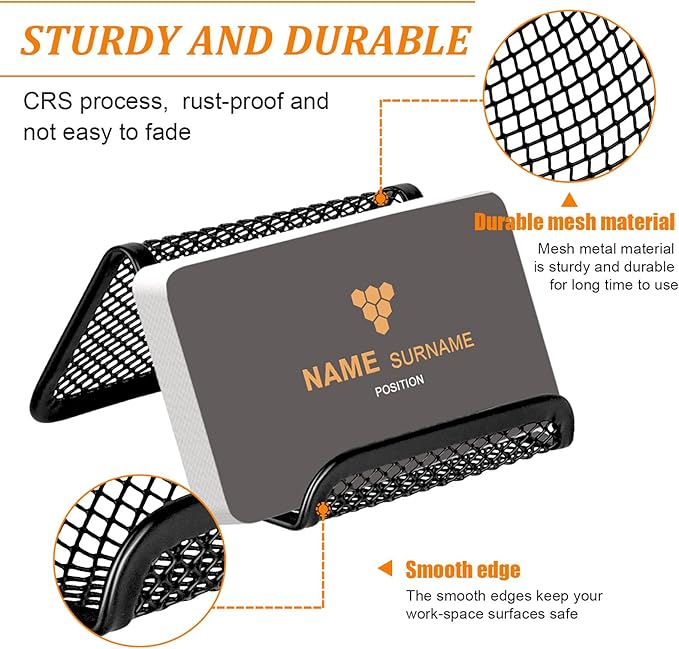 Business Card Holder for Desk, Office Desktop Business Card Display Holder, Mesh Business Card Holder, Desk Accessories for Women and Men,Black ( 3 Pack )