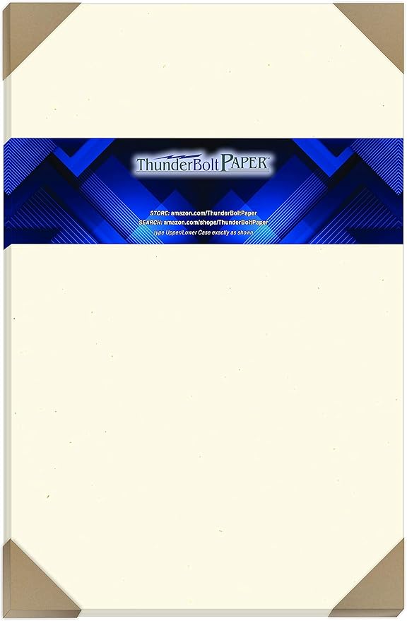 25 Earthy Cottonwood Fiber Cover Paper Sheets - 11" X 17" (11X17 Inches) Tabloid|Ledger|Booklet Size - 80 lb/pound Card Weight - Cream White Color with Natural Fibers - Smooth Finish