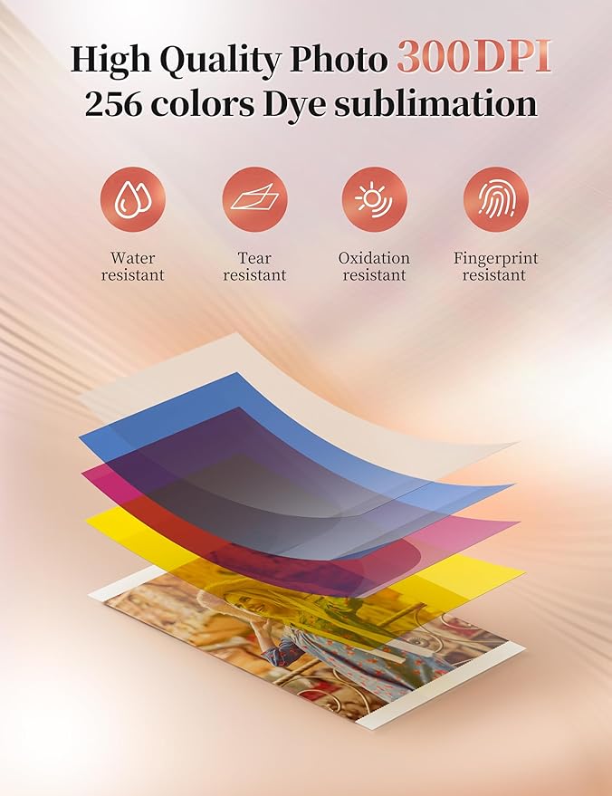 HPRT Photo Printer 4x6,+20 Sheets&1Ribbon Black, Audio Function Thermal Dye-Sublimation Printer,Portable Instant Picture Printer for iPhone, Android, AR Video Printing