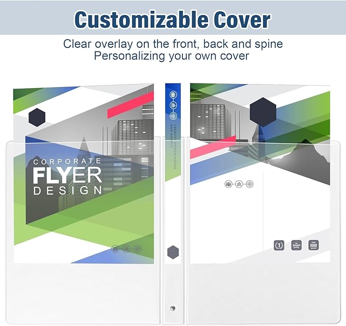 1-Inch 3-Ring-Binder with Pockets - Bundle 12 Packs, 1'' Round Binders Holds 200 Sheets US Letter Size 8.5'' x 11'' - White Binders for Home, Office, and Back to School (1'' - 12 Packs)