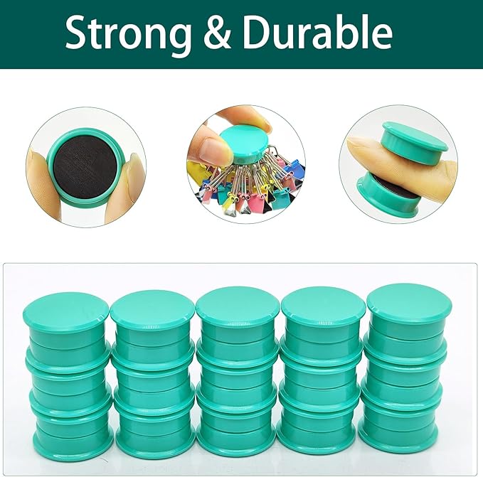 ZDZBLX Fridge Magnets, 30pcs Strong Refrigerator Magnets, Heavy Duty Small Magnets for Whiteboard, Office, Classroom, Lockers, Maps, DIY Crafts - Cute Mini Round Magnet for Fridge, Kitchen (Green)