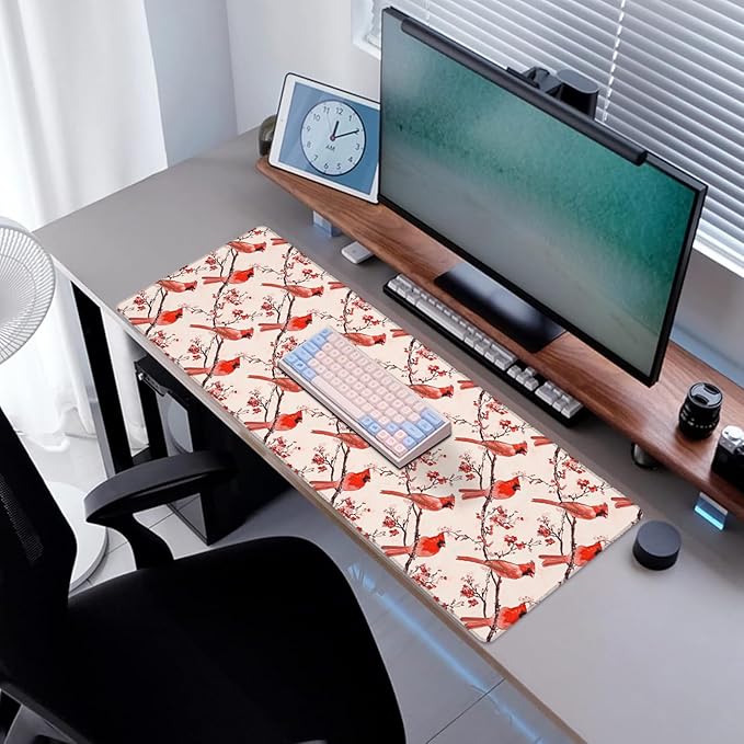 Cardinal Gaming Mouse Pad, Desk Mat, Non-Slip Rubber Base Cool Aesthetic MousePads for Computer Laptop Keyboard Office School Home Desktop Decor 31.5" x 11.8"