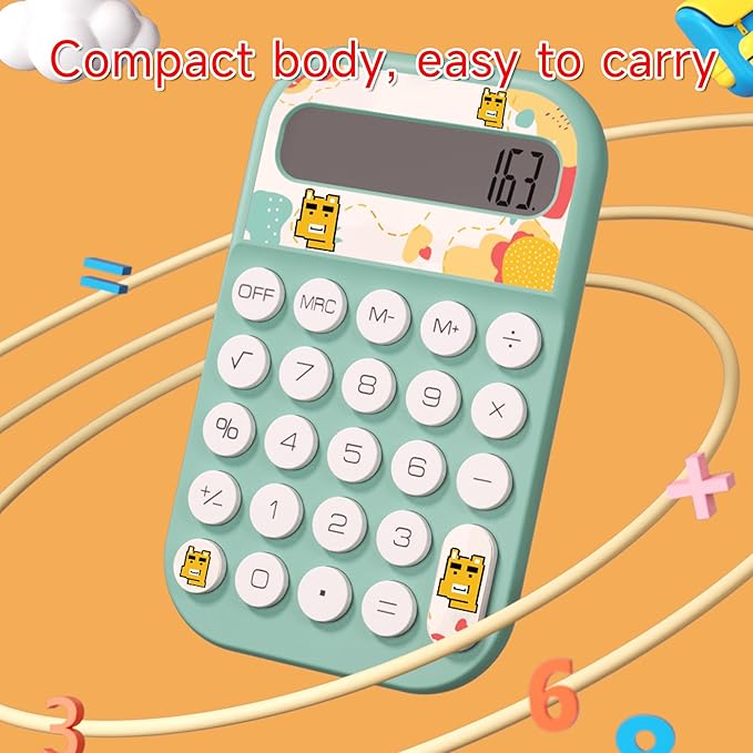 Pocket Calculator, Kids 8 Digit Small Desktop, LCD Display, Cute & Aesthetic Mini Calculator (Beige, S)