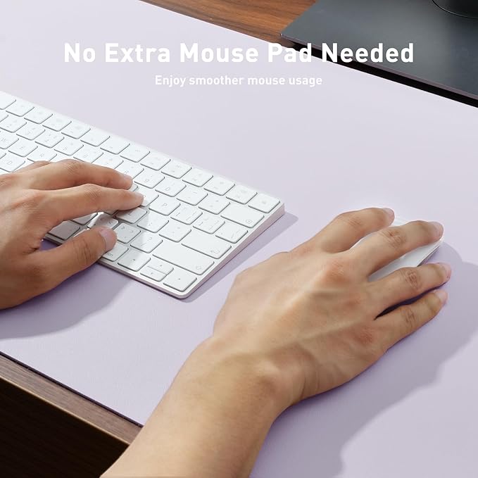 Aothia Large PU Leather Desk Pad Protector - Non-Slip Mouse Pad & Writing Mat for Office/Home, Waterproof, Easy to Clean (31.5"x15.7", Soft Lavender)