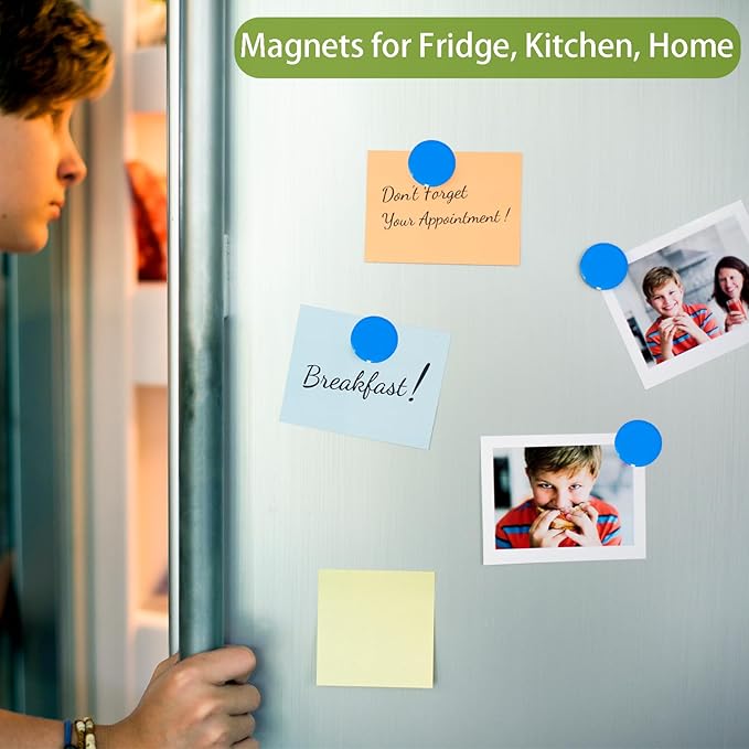 Fridge Magnets, 30 Pack Strong Small Refrigerator Magnets, Heavy Duty Cute Mini Whiteboard Round Magnets for Fridge, Locker, Office, Classroom, Kitchen, Blue