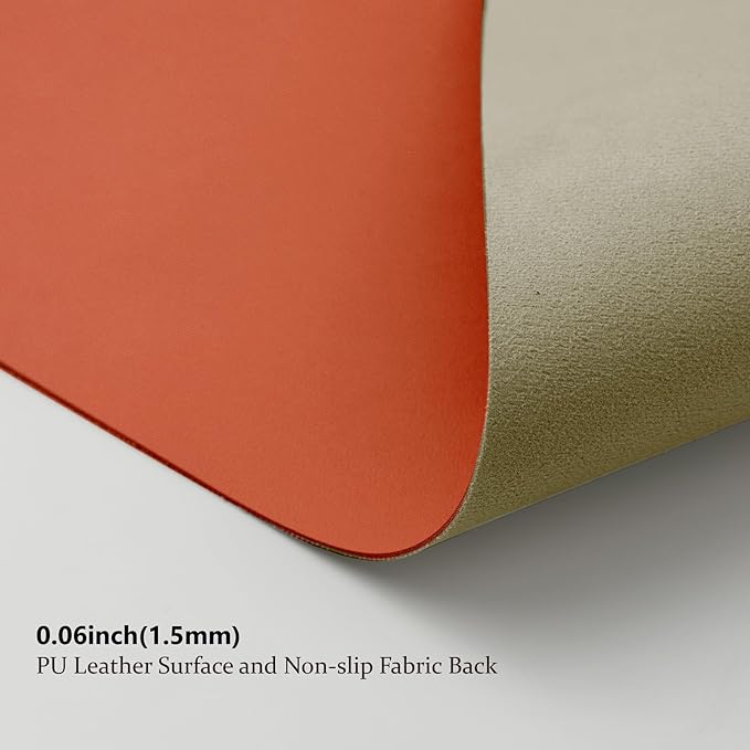 Leather Desk Mat - Non-Slip PU Desk Pad for Office and Home - Desk Organization and Accessories - Ideal for Large Mouse Pad and Desk Mats on Top of Desks (Orange,31.5"x 15.7")