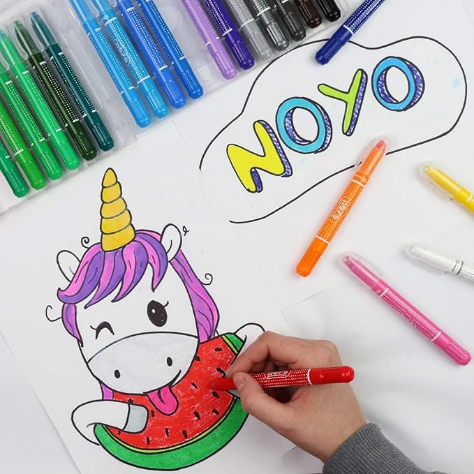 DOODLE HOG Washable Crayons 36 Colors, Kids and Toddler Crayons, Watercolor, Non Toxic, 3 in 1 (Pack of 24)