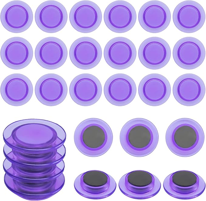 ZDZBLX Fridge Magnets 28 Pack, Strong Refrigerator Magnets Small Heavy Duty Mini Magnet, Cute Round Magnets for Whiteboard Fridge Locker Classroom Office Use, Decorative Purple Magnet for Home, School