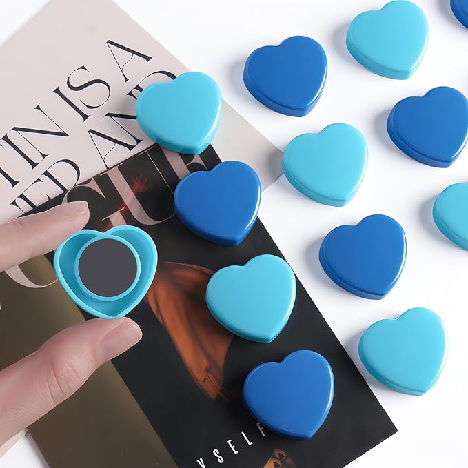 20PCS Fridge Magnets - Heavy Duty Refrigerator Magnets, Cute Small Strong Magnets for Whiteboard, Lockers & Kitchen - Mini Decorative Heart Magnet for Home, School Office Crafts Locker (Blue)