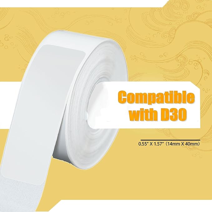 900 Pcs Transparent D30 Label Tape, D30 Label Maker Tape, Smart Mini Label Maker Refill D30, Thermal Printer Paper, Self-Adhesive Sticker Replacement,14x40mm,180 Labels/Roll, 5 Rolls