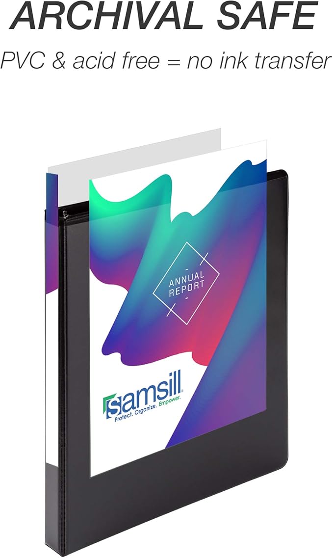 Samsill Durable .5 Inch Binder, Made in the USA, Round Ring Customizable Clear View Binder, Black, 24 Pack (MP248410)