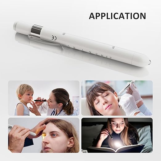 CAVN Pen Light with Pupil Gauge LED Penlight for Nurses Doctors, 2 Pcs Reusable Medical Penlight for Nursing Students (Black/White)