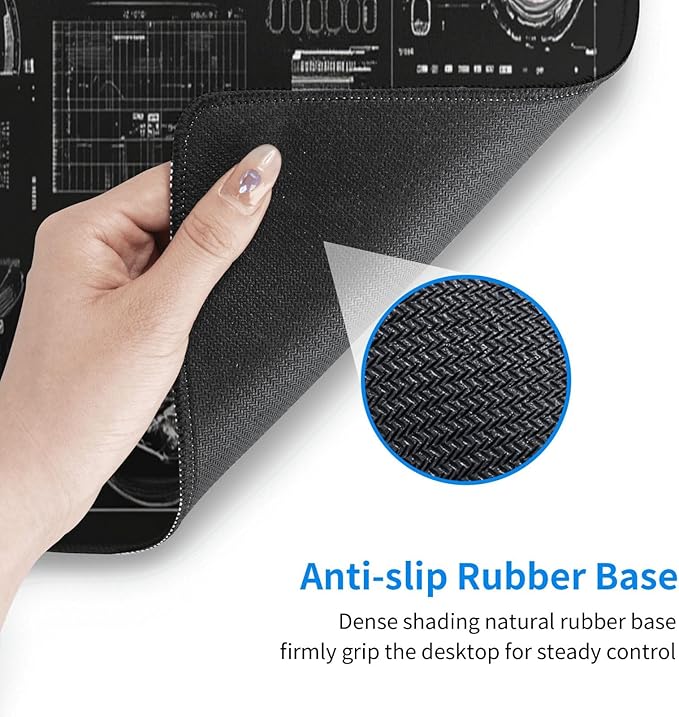 Machine Composition Mouse Pad 31.5 X 11.8 Inch Big Desk Rubber Base Stitched Edges Keyboard Pad XXL Mouse Mat for Home Game and Office