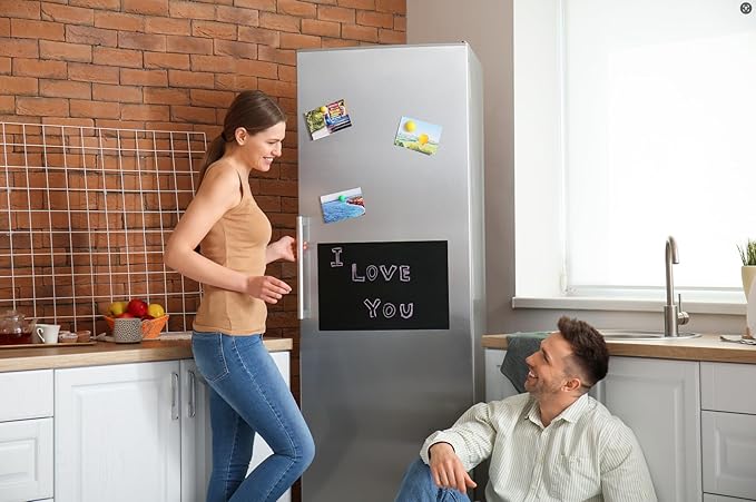 Magnetic Black Dry Erase Board for Refrigerator, 48" x 36"Chalk Board Contact Paper Decal for School, Office, Kitchen Fridge, Kids Drawing with Dustless Chalk, Holder and Magnets