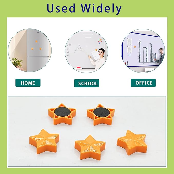 Fridge Magnets - 30 Pcs Refrigerator Magnets Strong Small Whiteboard Magnet, Heavy Duty Mini Magnets for Kitchen, Locker, Office, Classroom & Office Use - Decorative Cute Magnet (Star, Orange)