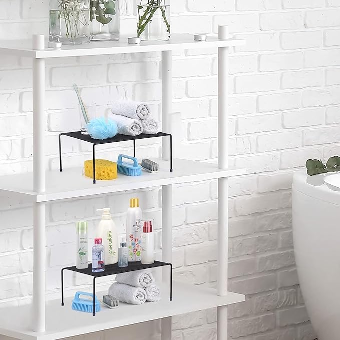 SIBAO 6-Shelf Kitchen Storage Organizer, 13.1 x 10.2 Inch Mesh Cabinet Shelves Rack (Black), Maximize Space, No Assembly Required, Modern Design, Rust-Resistant, 10-15 lbs Weight Capacity
