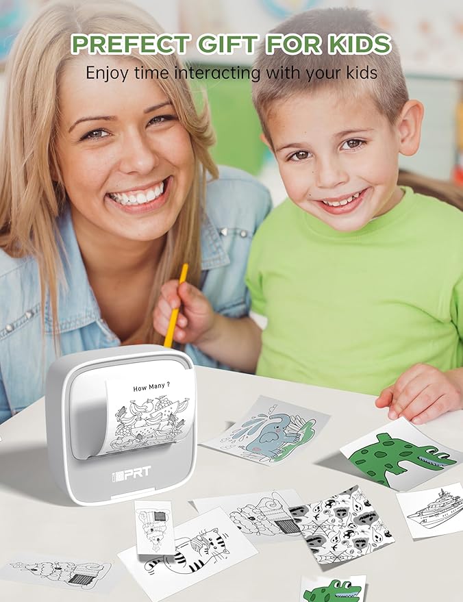 iDPRT Sticker Printer Mini Thermal Portable Printer & Pocket-Sized Sticker Maker, Ideal for Learning Notes, DIY Projects & Kids Gifts, Grey