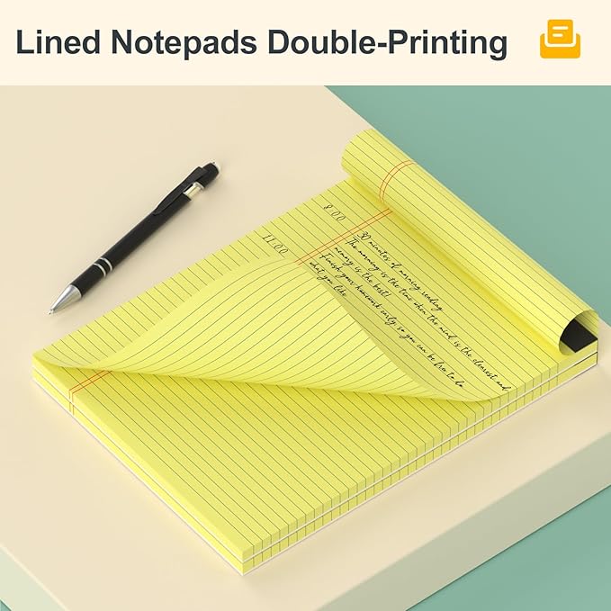 8 Pack Yellow Legal Pads 8.5 x 11 Yellow Notepads 30 Sheets/60 Pages Narrow Ruled, Double-Sided Recycled Paper Writing Pads 8.5 x 11 for Home, School, Office, Students, and Business