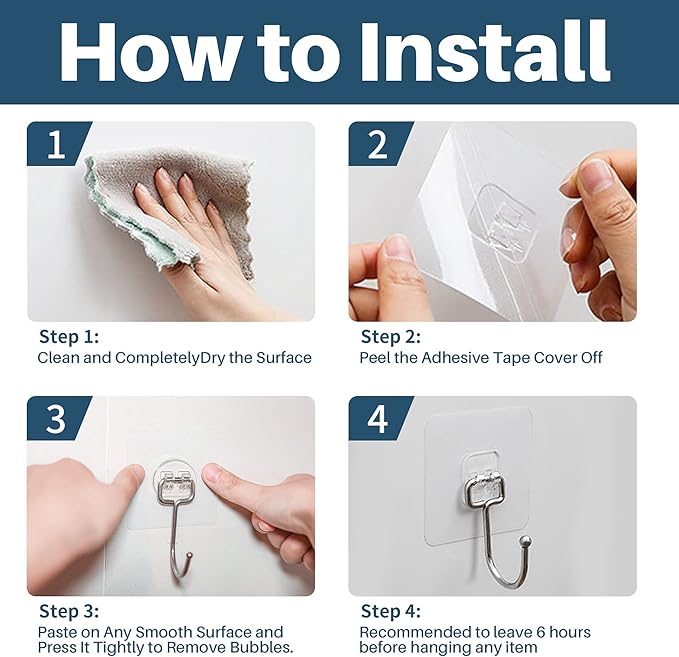 Antimbee 10-Pack All-Purpose Large Adhesive Hooks for Hanging, Banana Hook, Heavy Duty Adhesive Hooks 37 lb(Max), Sticky Wall Hook fit Home, Bathroom, Kitchen, Office and Outdoor