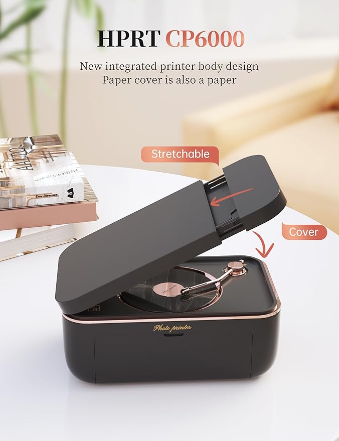 HPRT Photo Printer 4x6,+20 Sheets&1Ribbon Black, Audio Function Thermal Dye-Sublimation Printer,Portable Instant Picture Printer for iPhone, Android, AR Video Printing