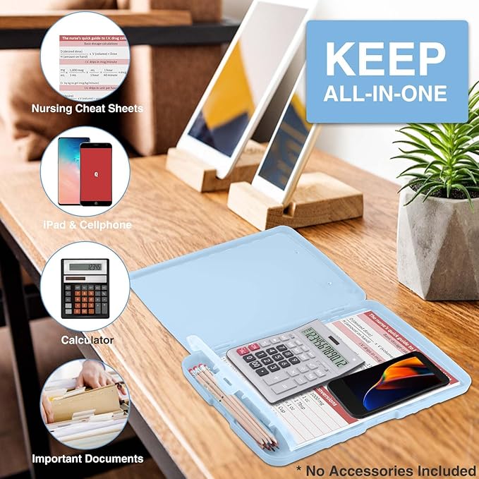Sooez Clipboards with Storage, High Capacity Clip Boards 8.5x11 with Storage, Heavy Duty Nursing Clipboard Folder, Plastic Clipboard with Pen Holder for Women Teachers Work, School & Office Supplies