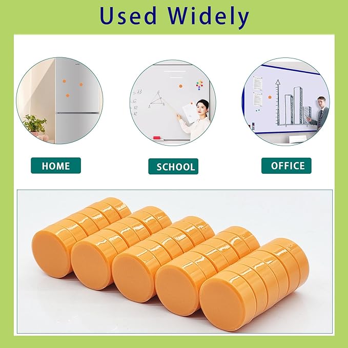 Fridge Magnets, 30 Pcs Strong Refrigerator Magnets,Heavy Duty Round Small Magnets for Whiteboard Fridge Locker Craft,Decorative Cute Mini Magnet for School Classroom Office Kitchen Home, Orange