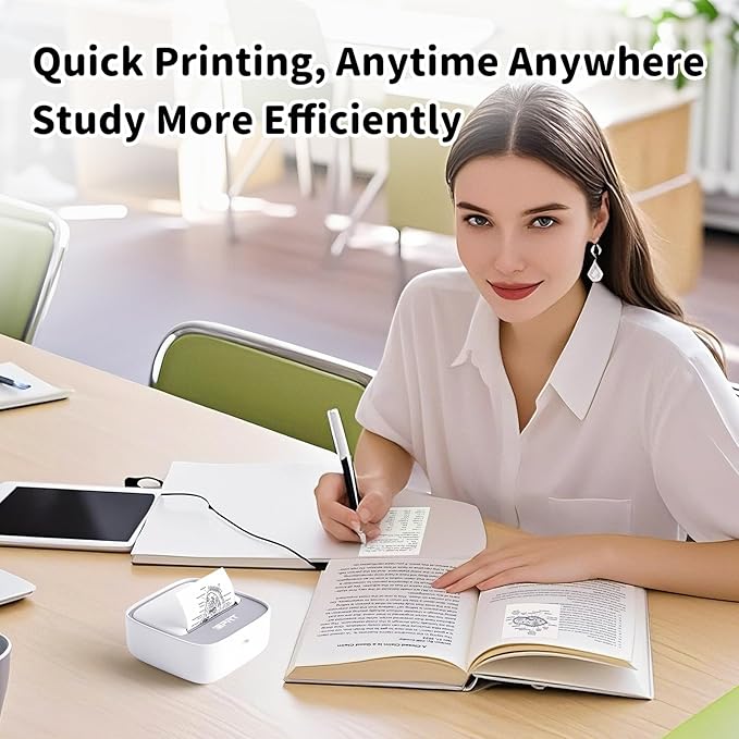 iDPRT Mini Sticker Maker Portable Printer with 1 Roll Sticker Paper - Bluetooth Inkless Printers for Study Notes, Pictures, DIY, Label, iOS & Android Free App with Multiple Templates, Grey