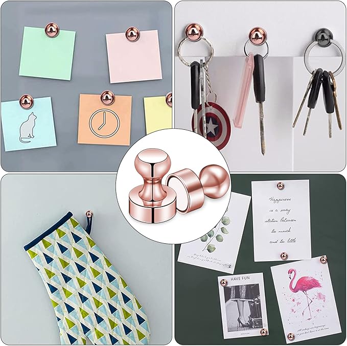 LOVIMAG 20 PCS Refrigerator Magnets, Rose Gold Fridge Magnets Strong Magnet for Whiteboard, Small Neodymium Magnet Ideal for Push Pin Magnetic, Office, Classroom, Map