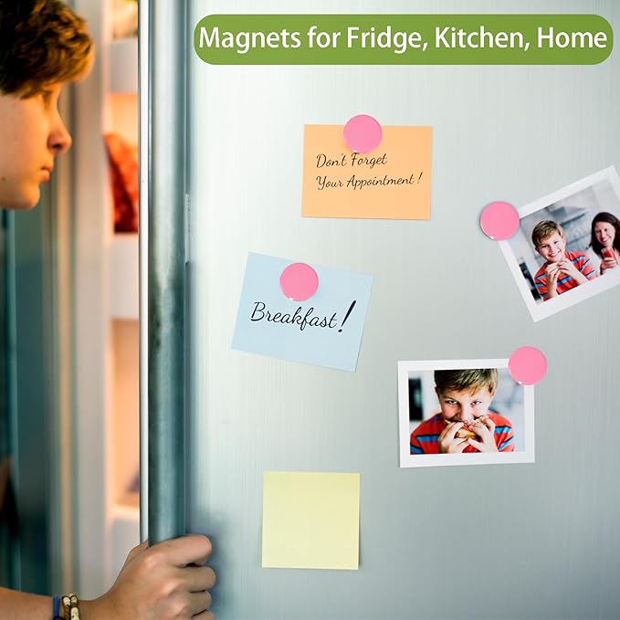 Fridge Magnets, 30 Pack Strong Small Refrigerator Magnets, Heavy Duty Cute Mini Whiteboard Round Magnets for Locker, Office, Classroom, Kitchen, Pink