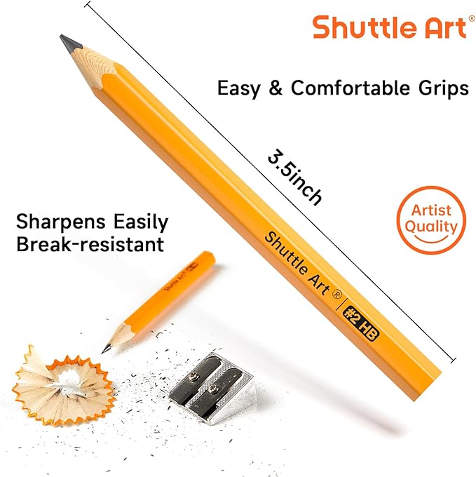 Shuttle Art 360 Pack #2 HB Golf Pencils, Wood-cased 3.5” Mini Pencils Bulk, Pre-sharpened Small Pencil for Kids Teachers Writing Marking Sketching, Classroom Essentials, Back to School Supplies
