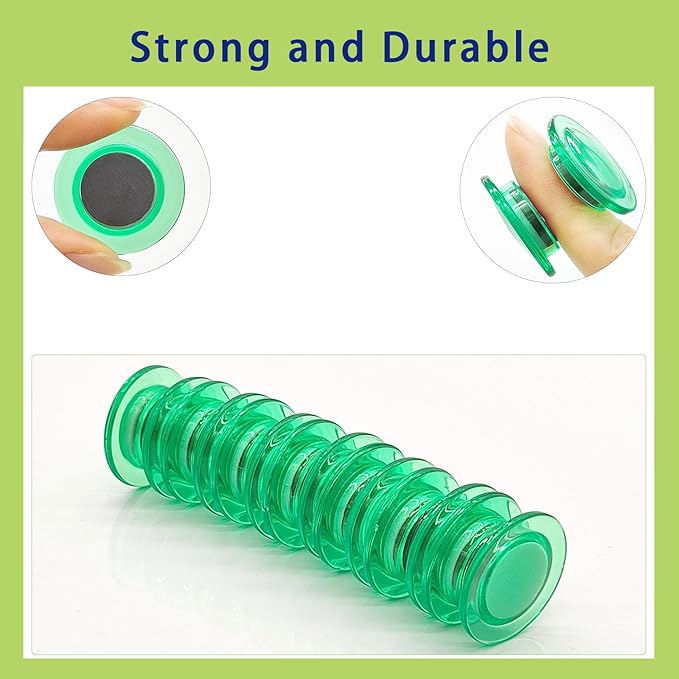 Fridge Magnets - 42 Pack Strong Refrigerator Magnets, Heavy Duty Small Magnets for Whiteboard, Locker, Crafts, Office, Classroom Use - Clear Decorative Cute Round Mini Magnet for Fridge (Green)