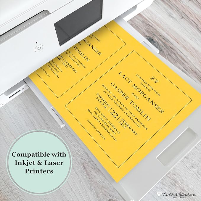 Cardstock Warehouse Pop-Tone Lemon Drop Yellow Cardstock Paper โ 50 Sheets, 8.5 x 11" - 65 lb / 175 GSM Premium Yellow Card Stock for Die-cutting, Crafts, Printing, Card Making and DIY Projects