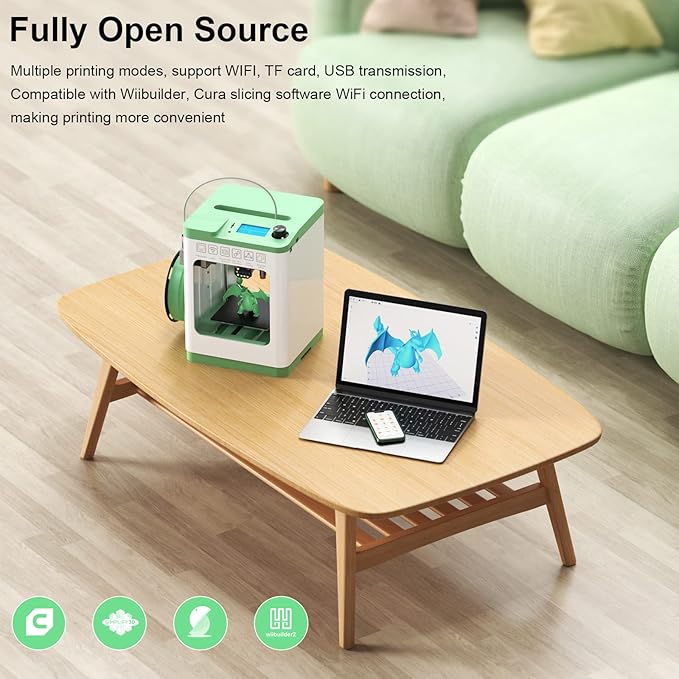 Tina2S 3D Printers with WiFi Cloud Printing, Huge Models Library, Fully Assembled, Mini 3D Printer for Beginners and Kids with Auto Leveling, High Precision FDM 3D Printer for School, Home, and Office