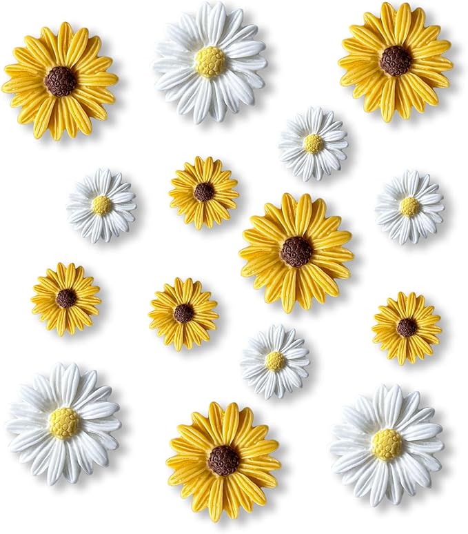 16 pcs -Cute Daisy Magnet, Small Flower Magnet for Fridge and Locker, Whiteboard, and Decoration (16 pcs - Daisy)