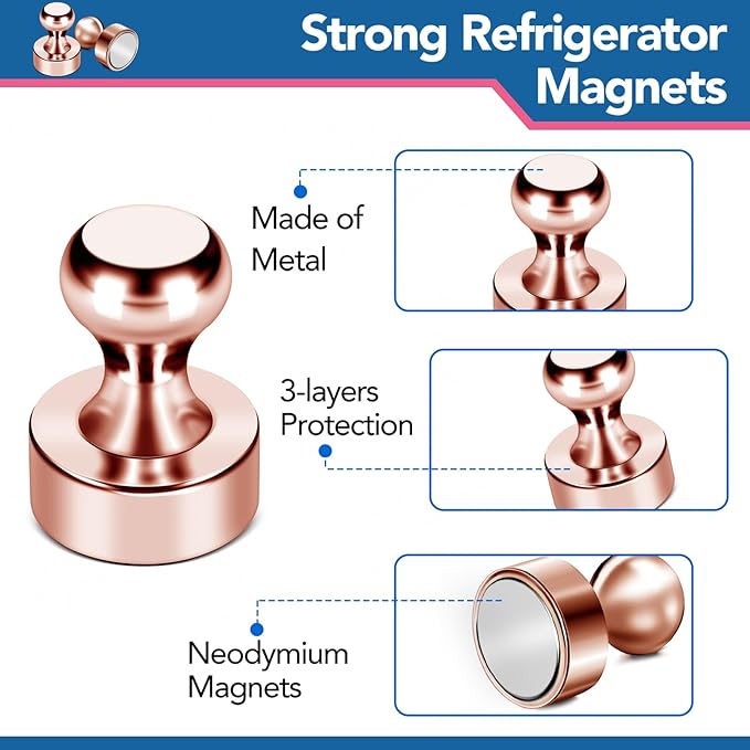 LOVIMAG Fridge Magnets, 18Pcs Cute Magnets for Refrigerator Strong Fridge for Whiteboard, Small Neodymium for Pink Magnet for Decorative Magnet,Kitchen, Office, School, Map
