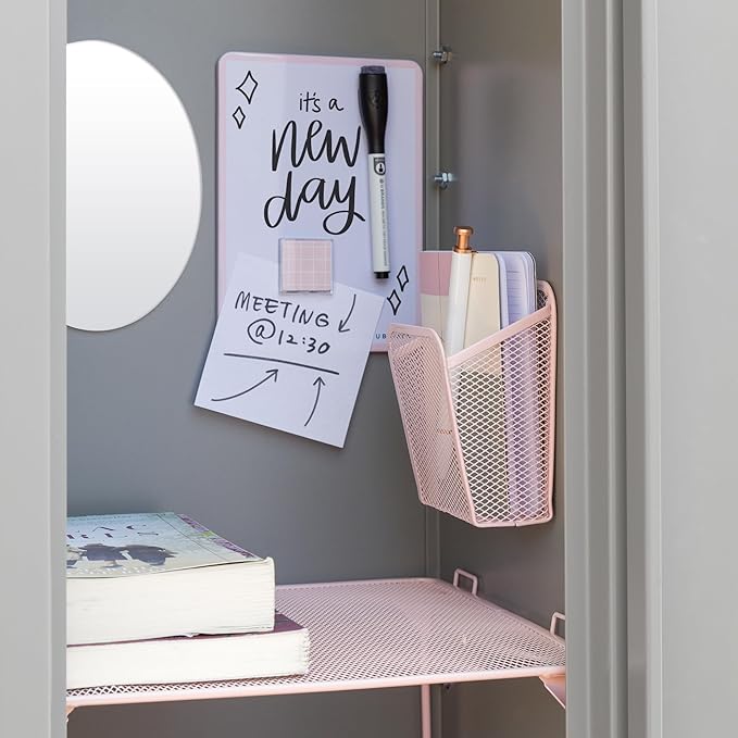 U Brands 4145U01-06 Locker Organizer and Decorating Kit, Back to School Essentials, Blush, 11-Piece, Includes Mirror, Shelf, Magnets, and Other Accessories