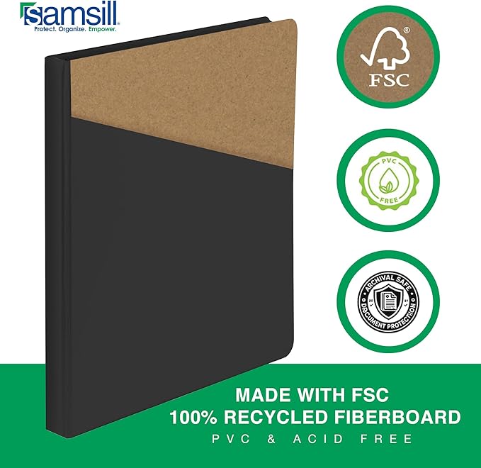 Samsill Durable 0.5 Inch Binder, Made in The USA, D Ring Binder, Customizable Clear View Cover, Charcoal Black, Holds 125 Pages