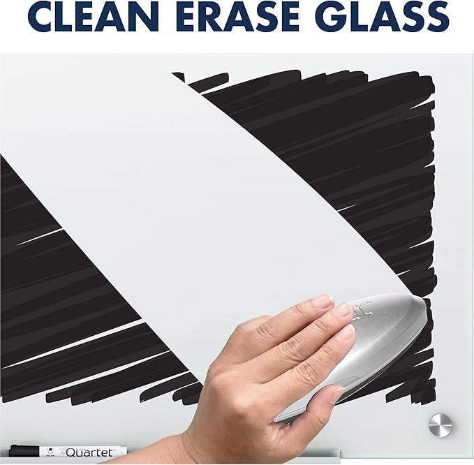 Quartet Non-Magnetic Glass Dry Erase White Board, 96"W x 48"H Whiteboard, Infinity Frameless Mounting, White Surface (G9648NMW)