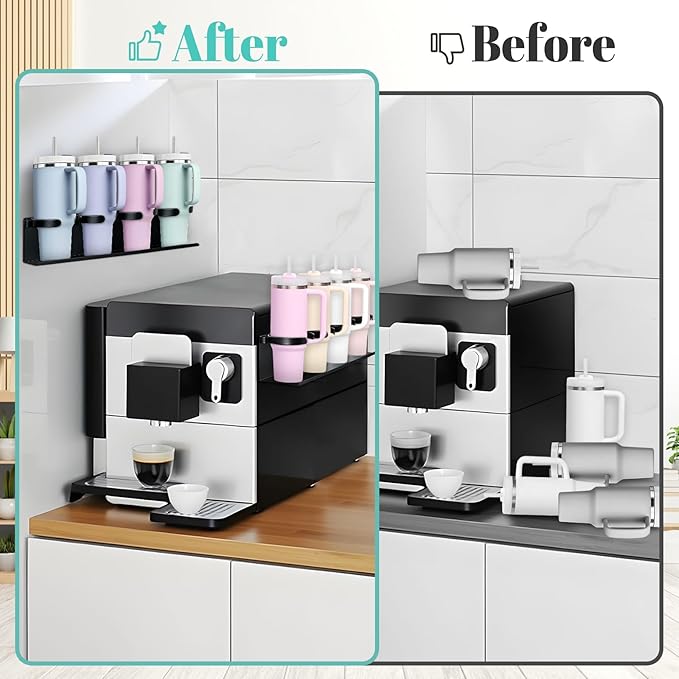 2Pcs Magnetic Water Bottle Organizer for Stanley 30 40 oz Tumbler and Lid Magnetic Cup Holder Heavy Duty Tumbler Storage Organizer Drink Accessories Kitchen Cup Storage Rack for Fridge Cabinets Gifts