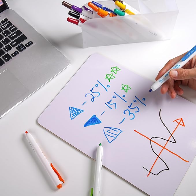WRITECH Retractable Dry Erase Markers: Fine Tip Assorted Colors Low Odor Multi Colored Set Kid Adult Refillable Clickable Multicolor Thin Point Whiteboard Marker Bulk 12ct No Bleed Smear