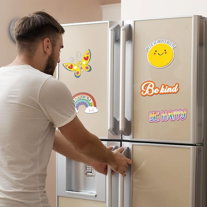Frienda 16 Pieces Locker Magnets for Girls Cute Inspirational Magnets for Whiteboard Motivational Fridge Positivity Quote Car Sticker Waterproof Locker Classroom Home(Cute Style)