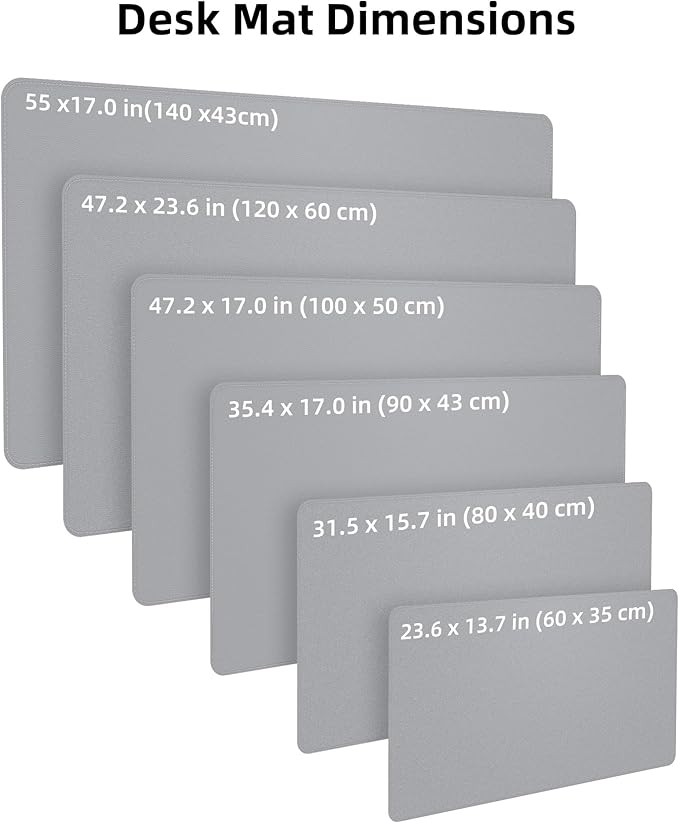 Desk Pad Mat - Leather Desk Pad Protector for Office and Home - Desk Organization and Accessories - Ideal for Large Mouse Pad and Desk Mats on Top of Desks(Light Grey,35.4" x 17")
