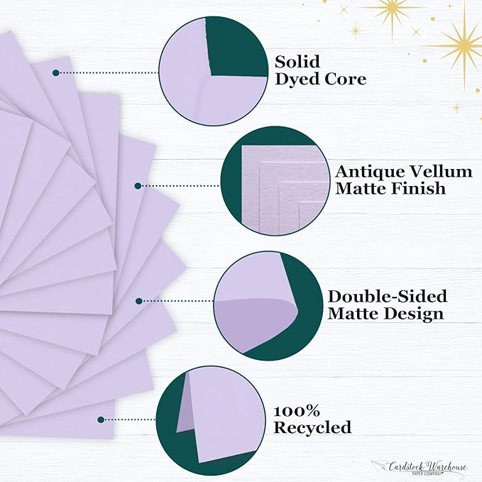 Cardstock Warehouse Pop-Tone Grapesicle Light Purple/Lavender Cardstock Paper โ 50 Sheets, 8.5 x 11" - 65 lb / 175 GSM Premium Purple Card Stock for Die-cutting, Printing, Card Making & DIY Projects