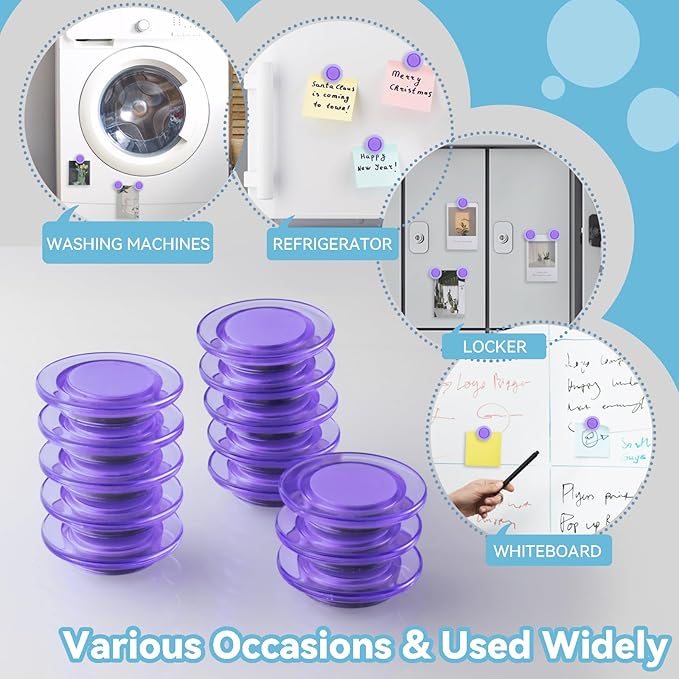 ZDZBLX Fridge Magnets 28 Pack, Strong Refrigerator Magnets Small Heavy Duty Mini Magnet, Cute Round Magnets for Whiteboard Fridge Locker Classroom Office Use, Decorative Purple Magnet for Home, School