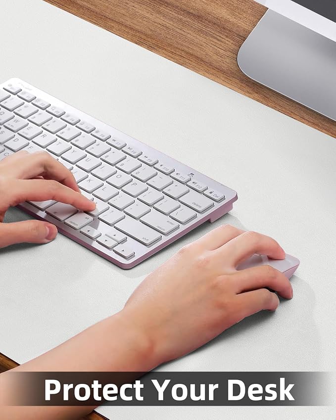 PULeather Non-Slip Desk Mat, Large Mouse Pad & Laptop Desk Pad - Waterproof Writing Pad for Office & Home (Ivory White, 35.4" x 17")