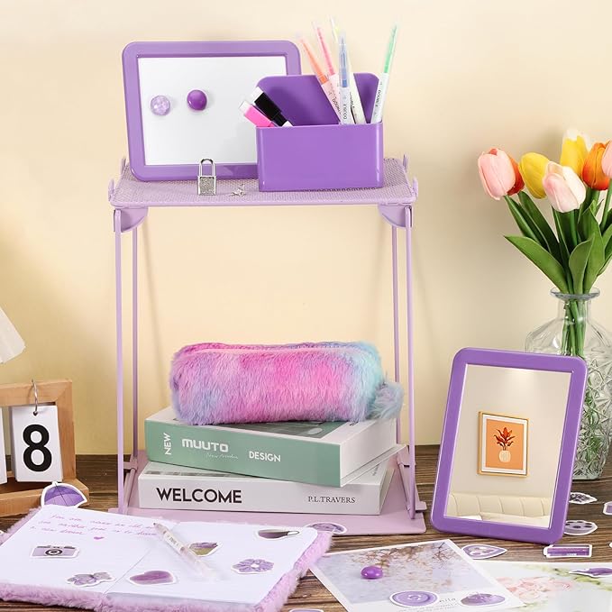 25PCS Locker Organizer Accessories, Purple Locker Accessories Kit, Girls Lockers Decorations, Magnetic Locker Accessories Set, Locker Decor, Back to School Essentials, with Locker Shelf, etc.